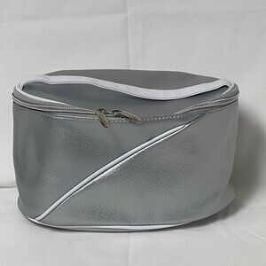 Lancome Cosmetic Makeup Train Case Travel Bag w/ Top Handle -Metallic Silver-New